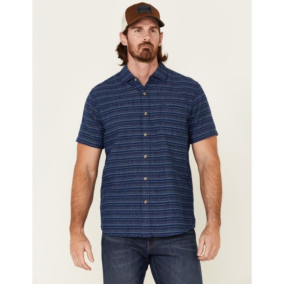 NWT North River Men's Stripe Shirt Short Sleeve Button Down Western/Work in Blue - Picture 11 of 11